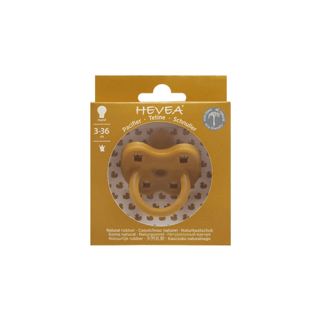 Hevea speen rond "Tumeric" - 3-36 MAANDEN
