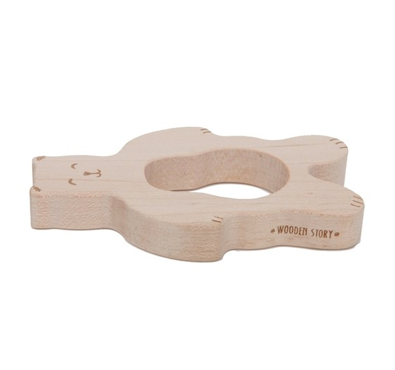 Wooden story - houten bijtring Beer