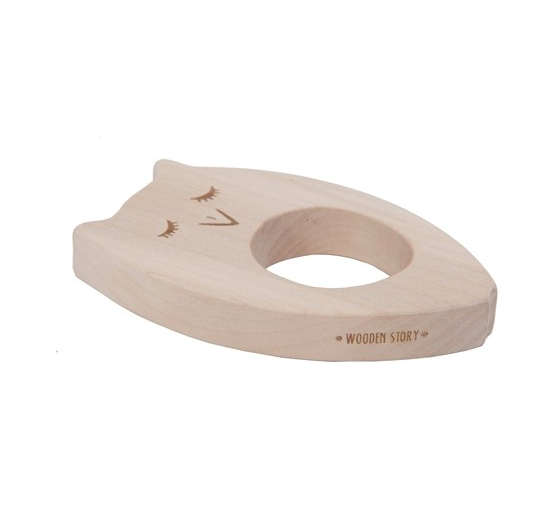 Wooden story - houten bijtring Uil