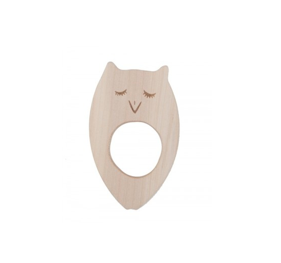 Wooden story - houten bijtring Uil